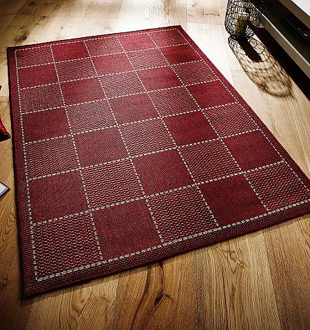 Checked Flatweave Rugs Red