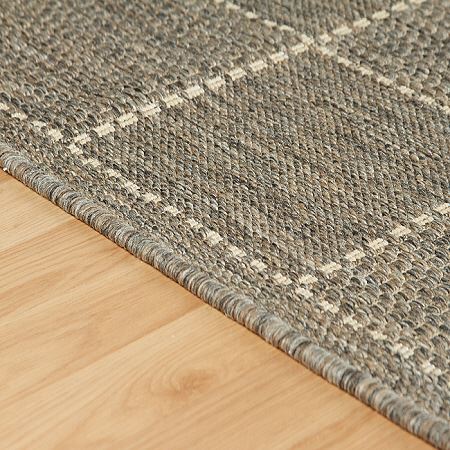 Checked Flatweave Runner Grey