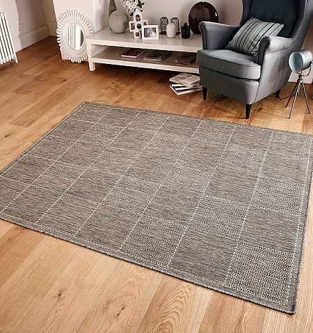 Checked Flatweave Runner Grey