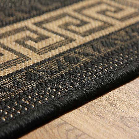 Greek Key Flatweave Runner Black