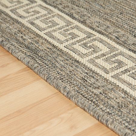 Greek Key Flatweave Runner Grey