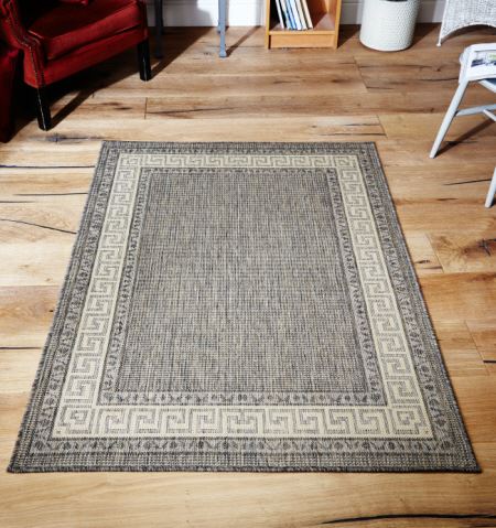 Greek Key Flatweave Runner Grey