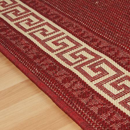 Greek Key Flatweave Rugs Red