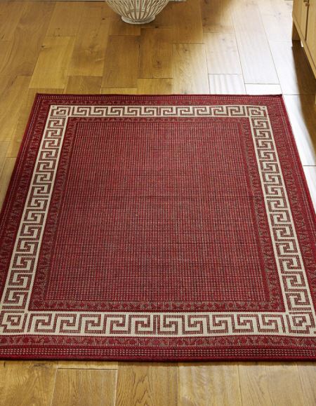 Greek Key Flatweave Rugs Red