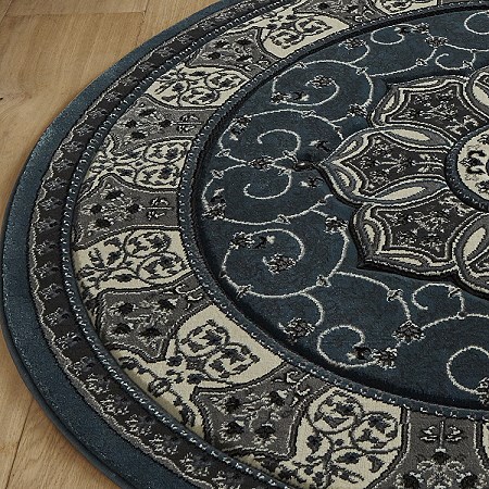 Heritage Round Rug 4400 Dark Blue