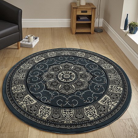 Heritage Round Rug 4400 Dark Blue