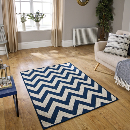 Flatweave Moda Chevron Rugs Blue