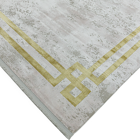 Olympia Rug OL02 Grey Gold Border