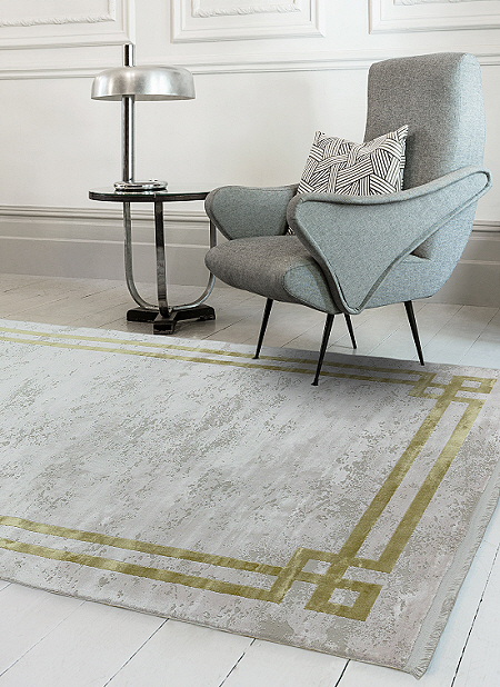 Olympia Rug OL02 Grey Gold Border