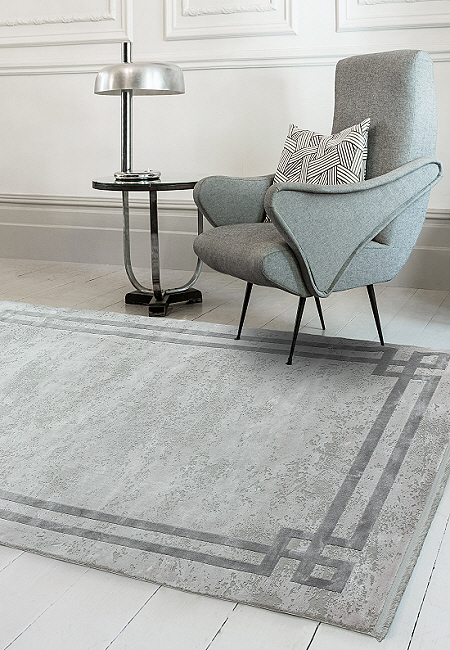 Olympia Rug OL03 Silver Grey Border