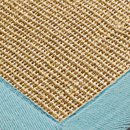 Sisal Runners Natural/Aqua Border